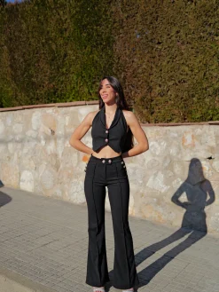Conjunto largo botones negro