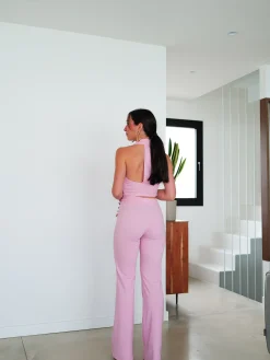 Conjunto largo botones rosa