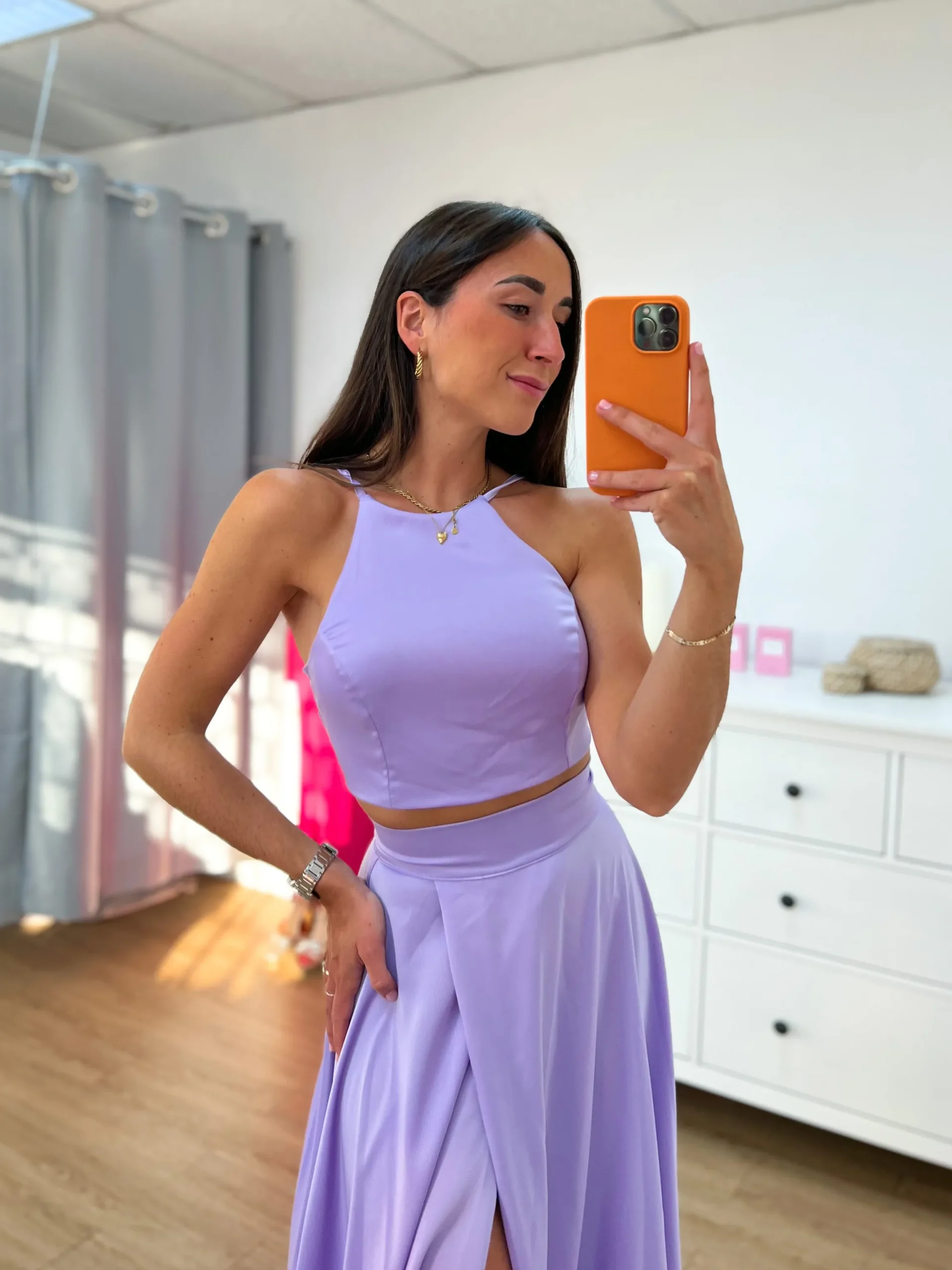 Conjunto raso halter lila