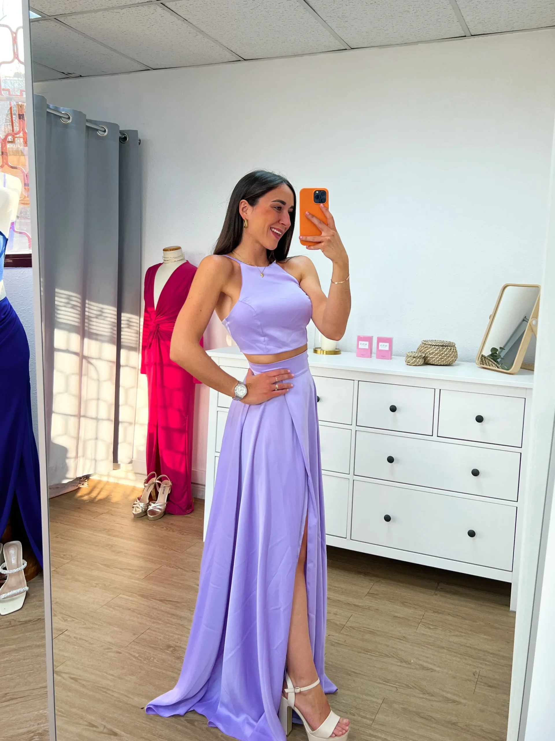 Conjunto raso halter lila