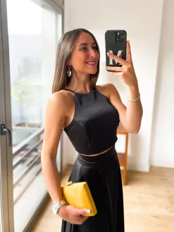 Conjunto raso halter negro