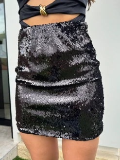 Falda mini glitter negro