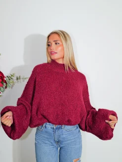 Jersey punto oversize burdeos