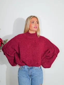 Jersey punto oversize burdeos