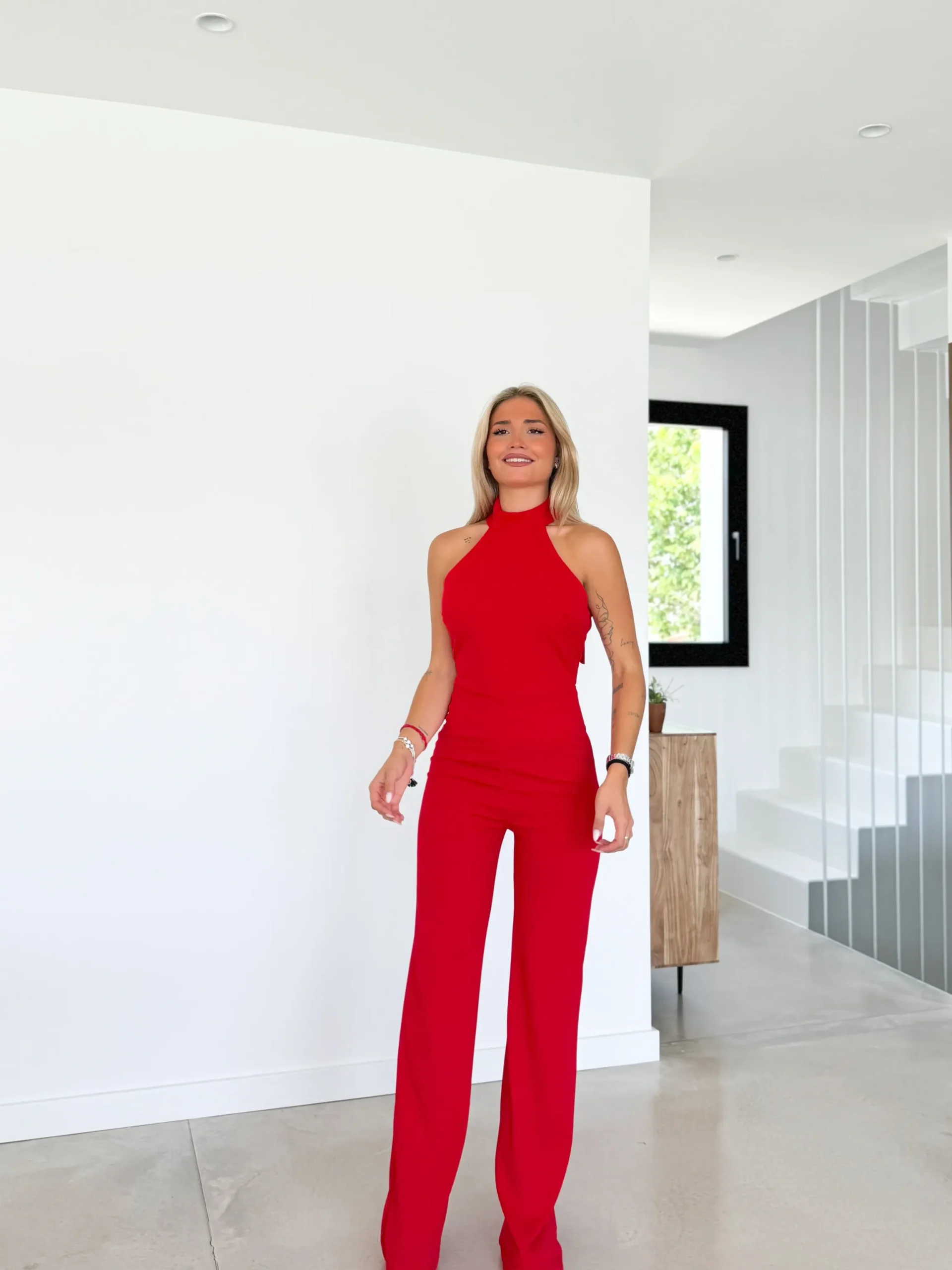 Mono halter crepe rojo