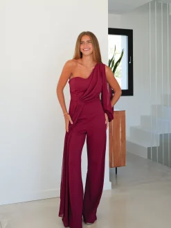 Mono manga tulle burdeos