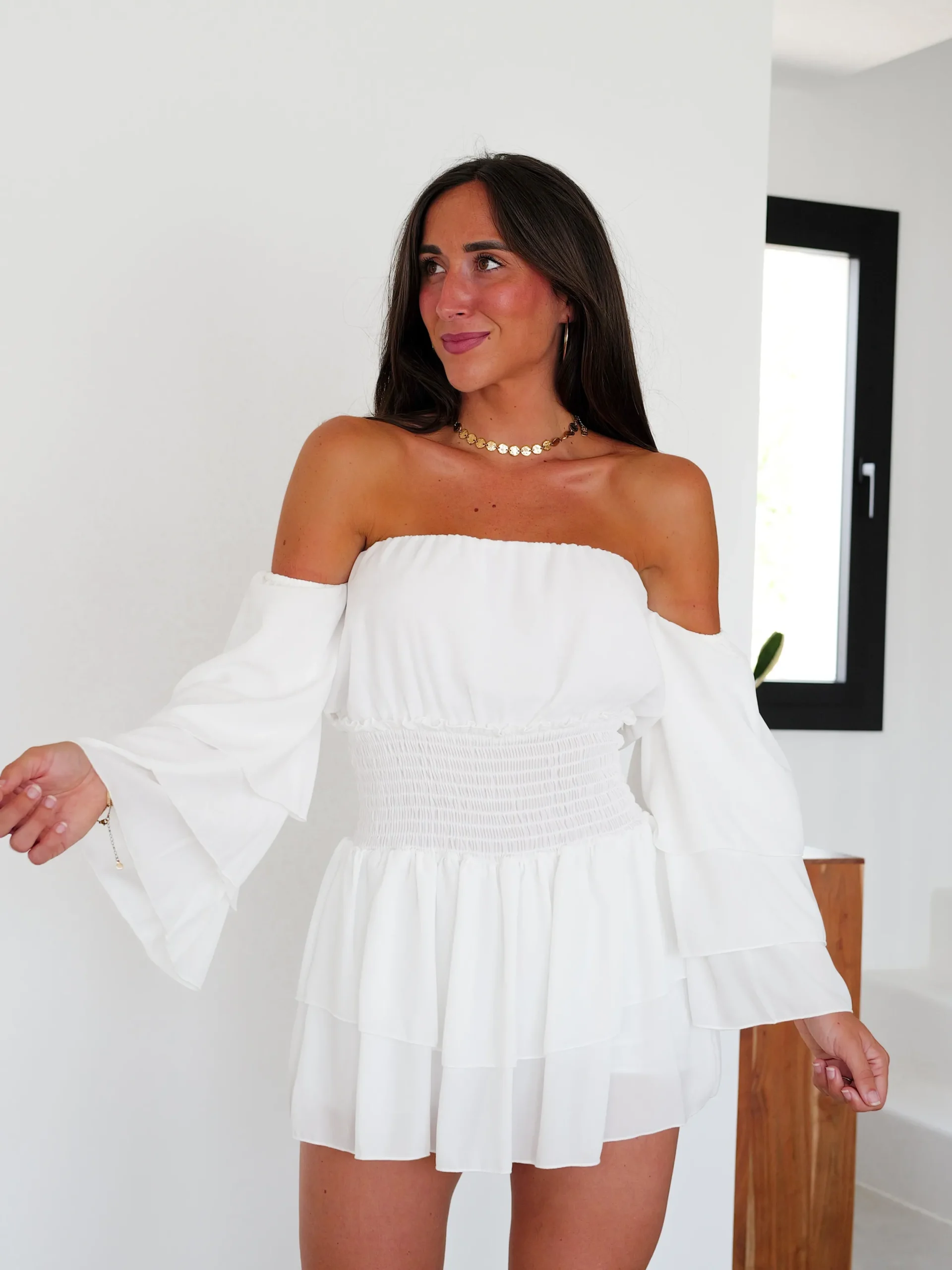Mono mini romántico blanco