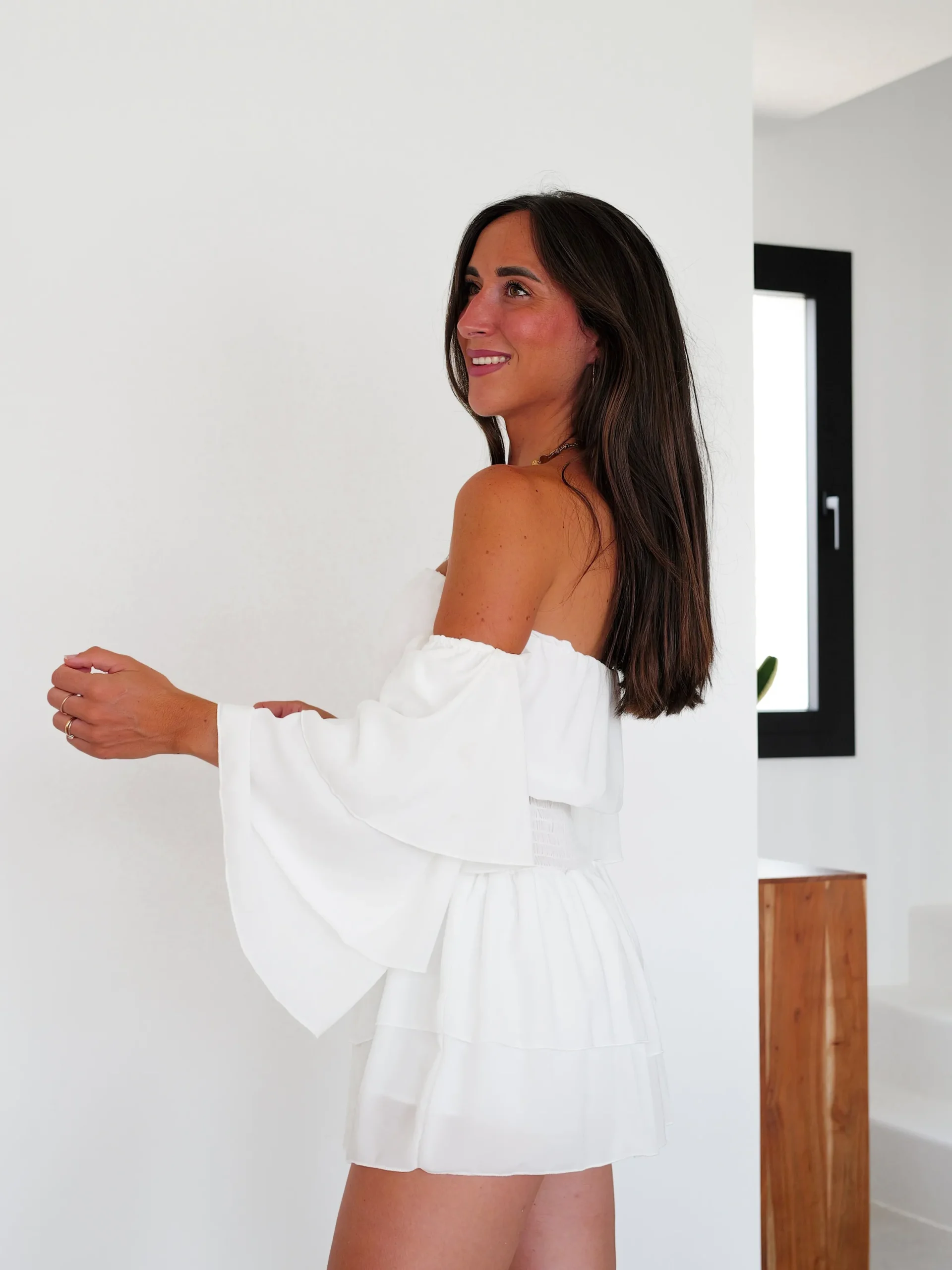 Mono mini romántico blanco
