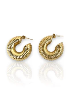 Pendientes aro grueso rosca dorado