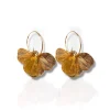 Pendientes de aros con flores dorados