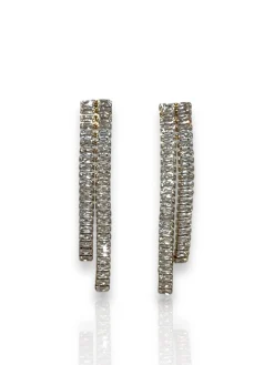 Pendientes doble caída brillantes dorado