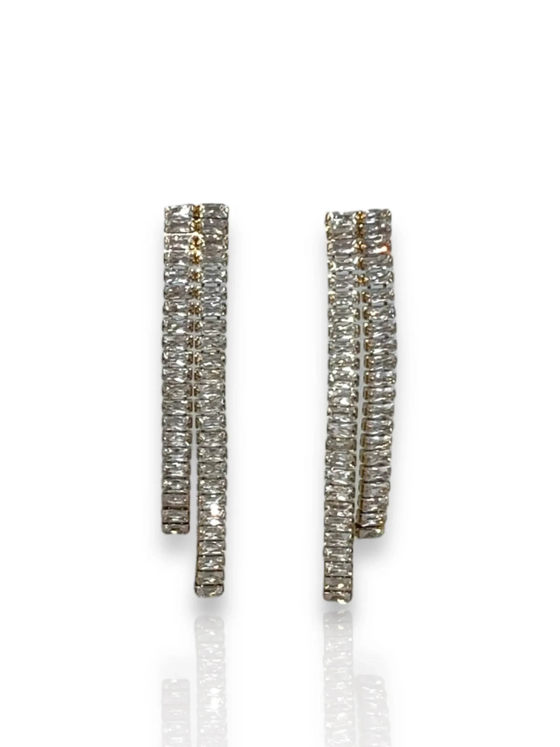 Pendientes doble caída brillantes dorado