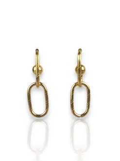 Pendientes doble eslabón dorado