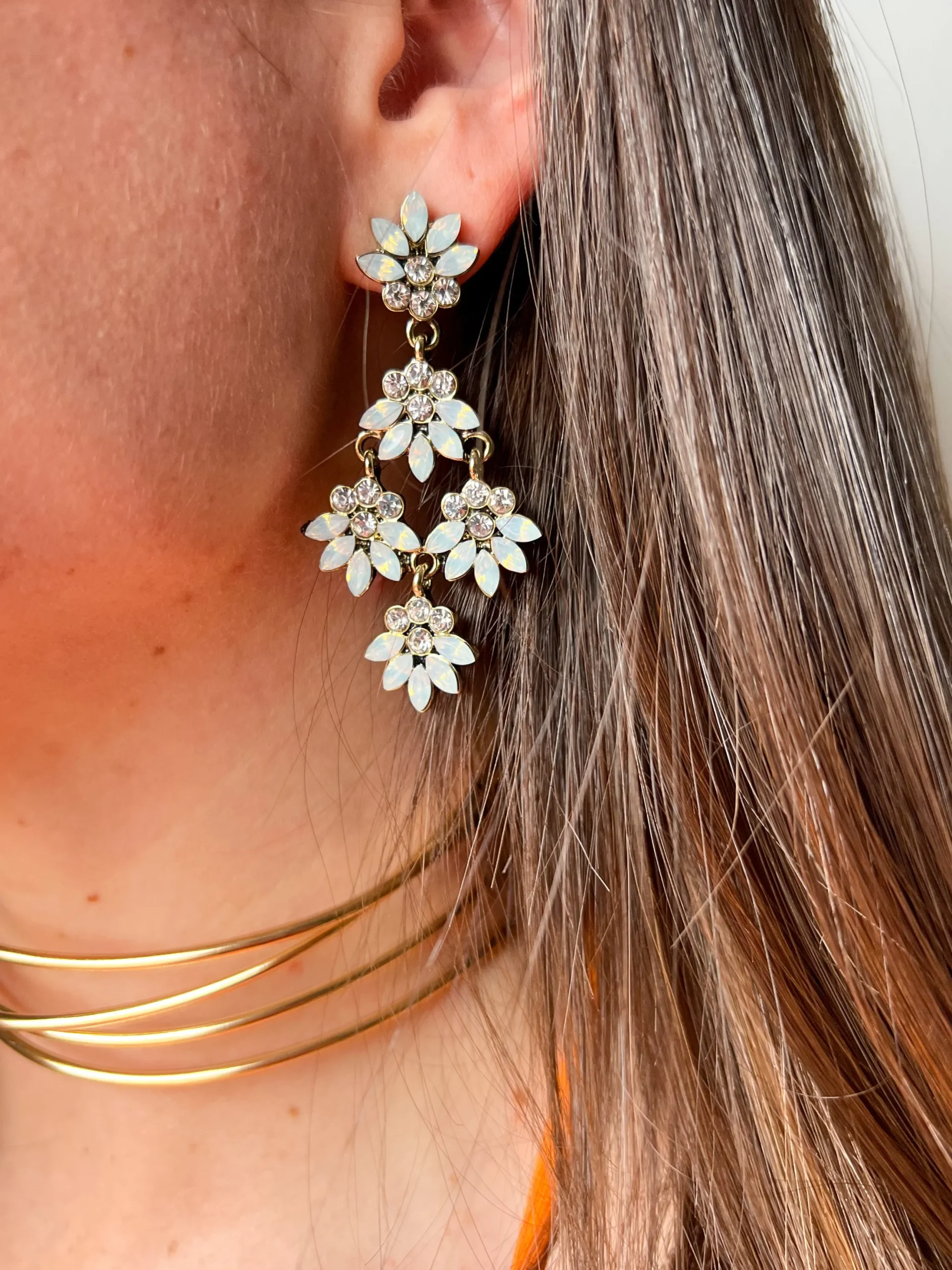 Pendientes flores blancas
