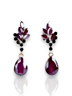 Pendientes gota brillos lila