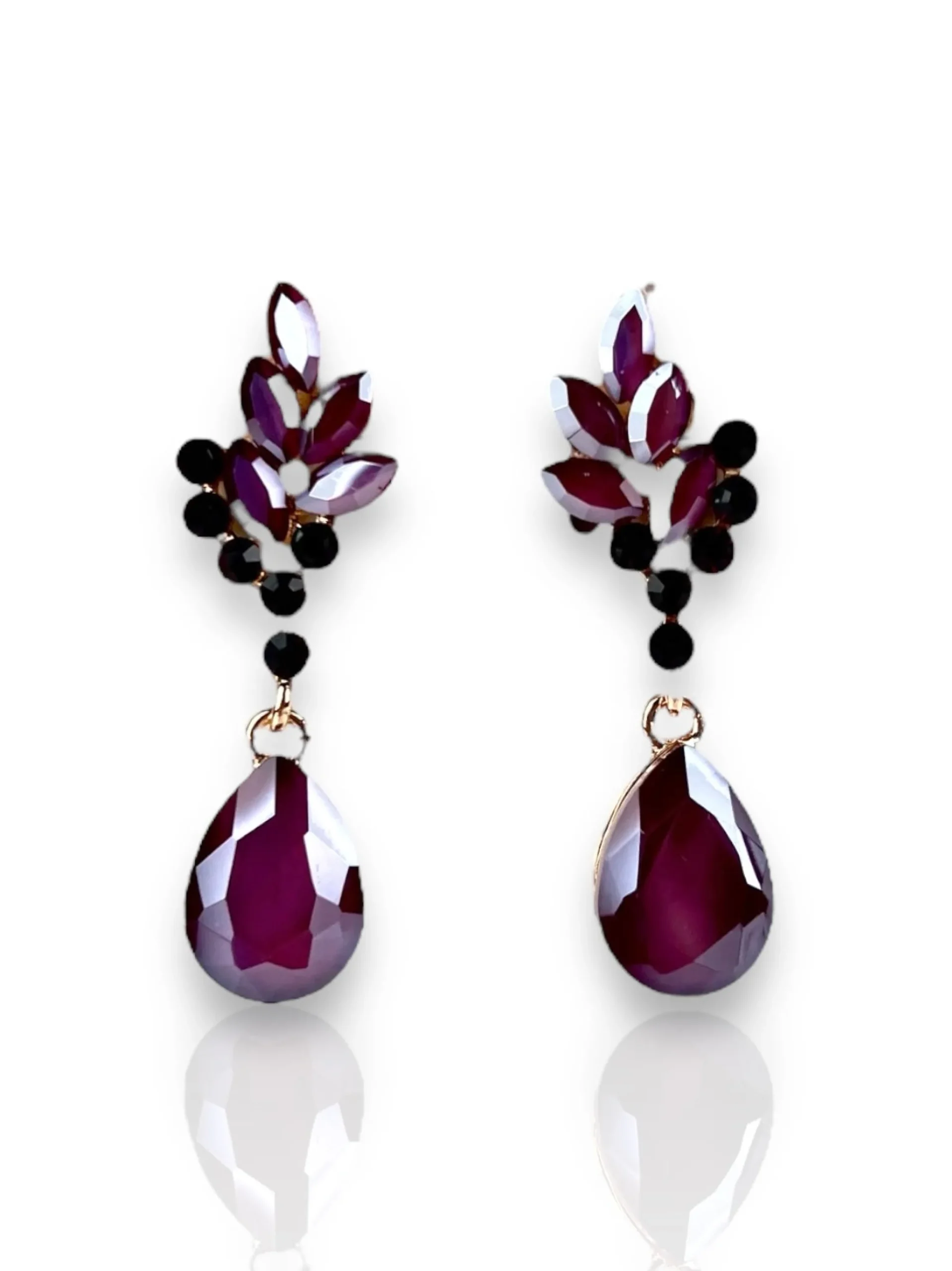 Pendientes gota brillos lila