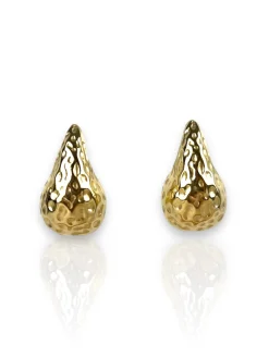 Pendientes gota fresa dorada