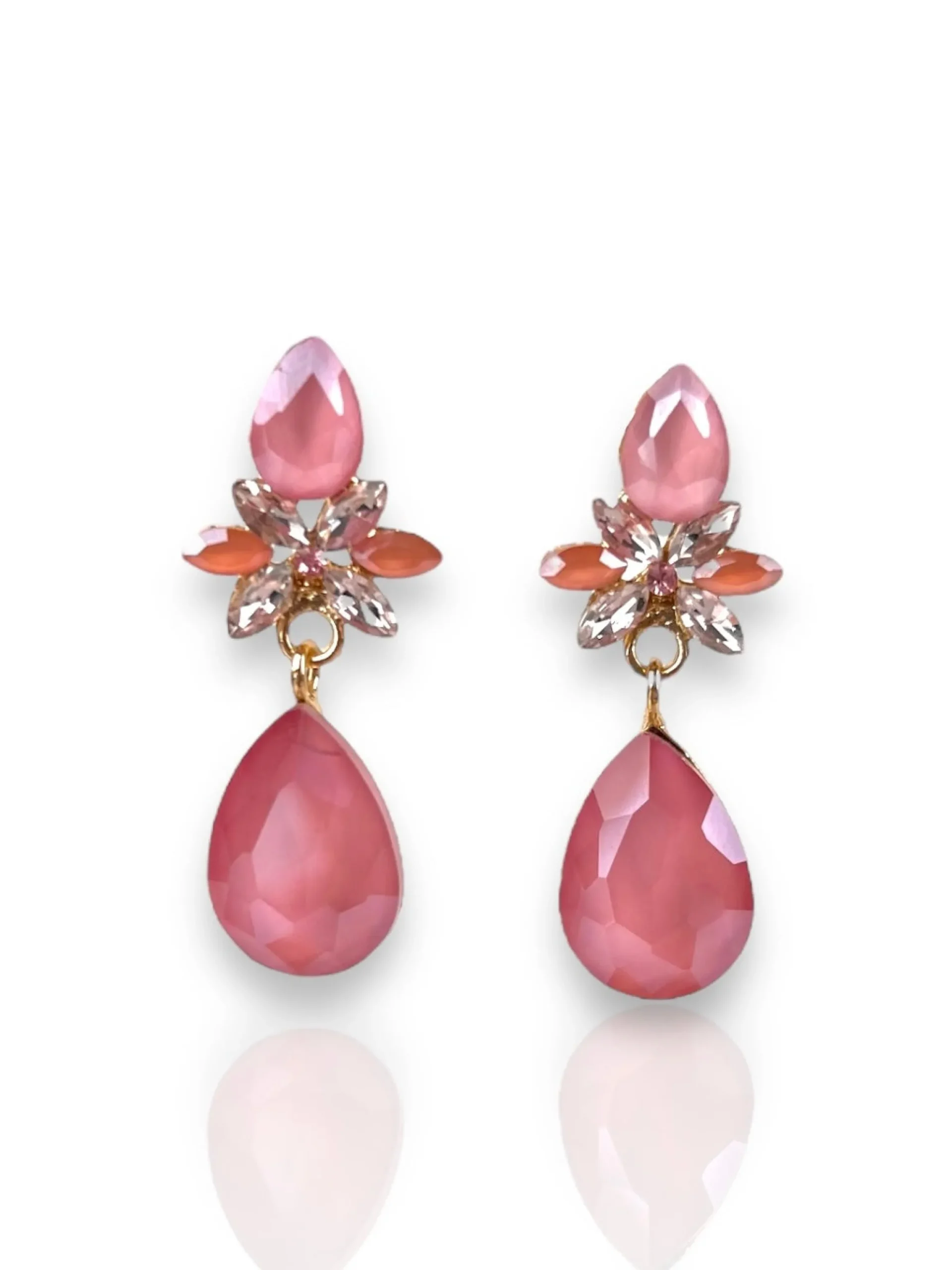 Pendientes gota piedra salmón