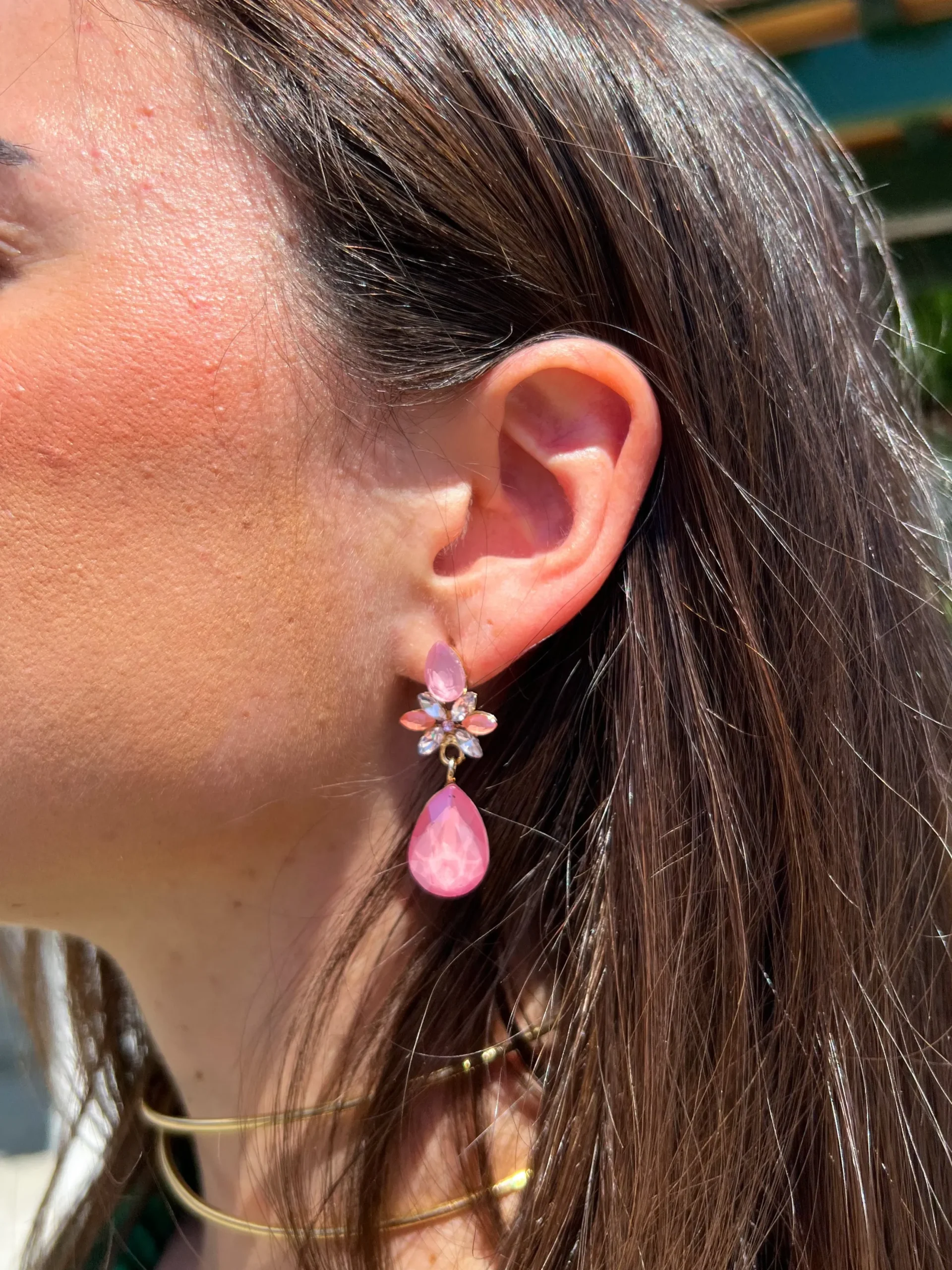 Pendientes gota piedra salmón
