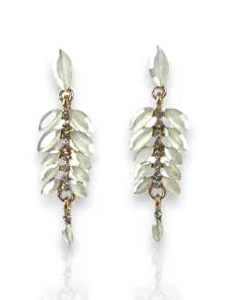 Pendientes hebras blancas brillo