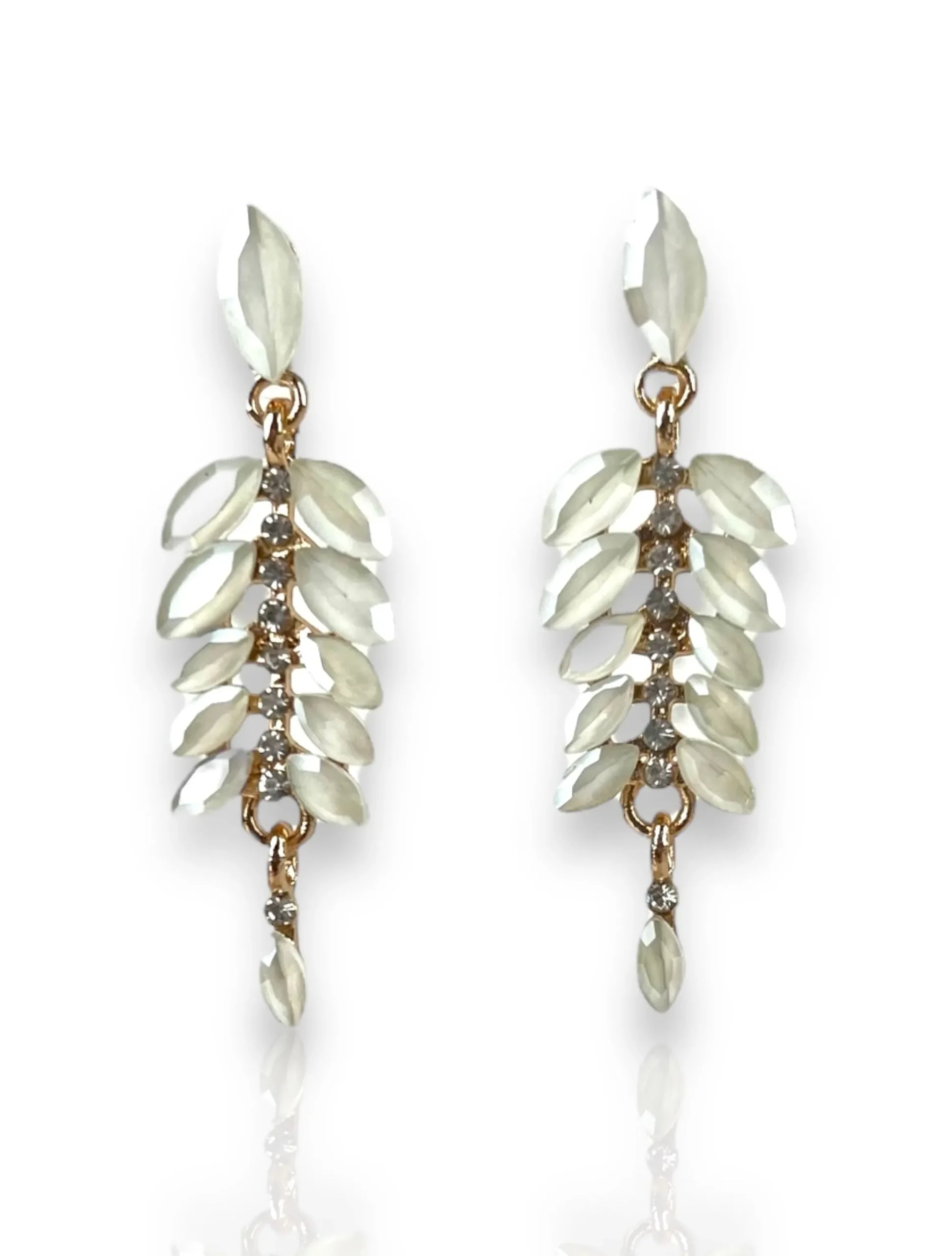 Pendientes hebras blancas brillo