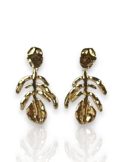 Pendientes hojas doradas