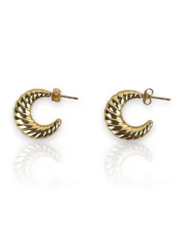 Pendientes media luna entrelazados dorados