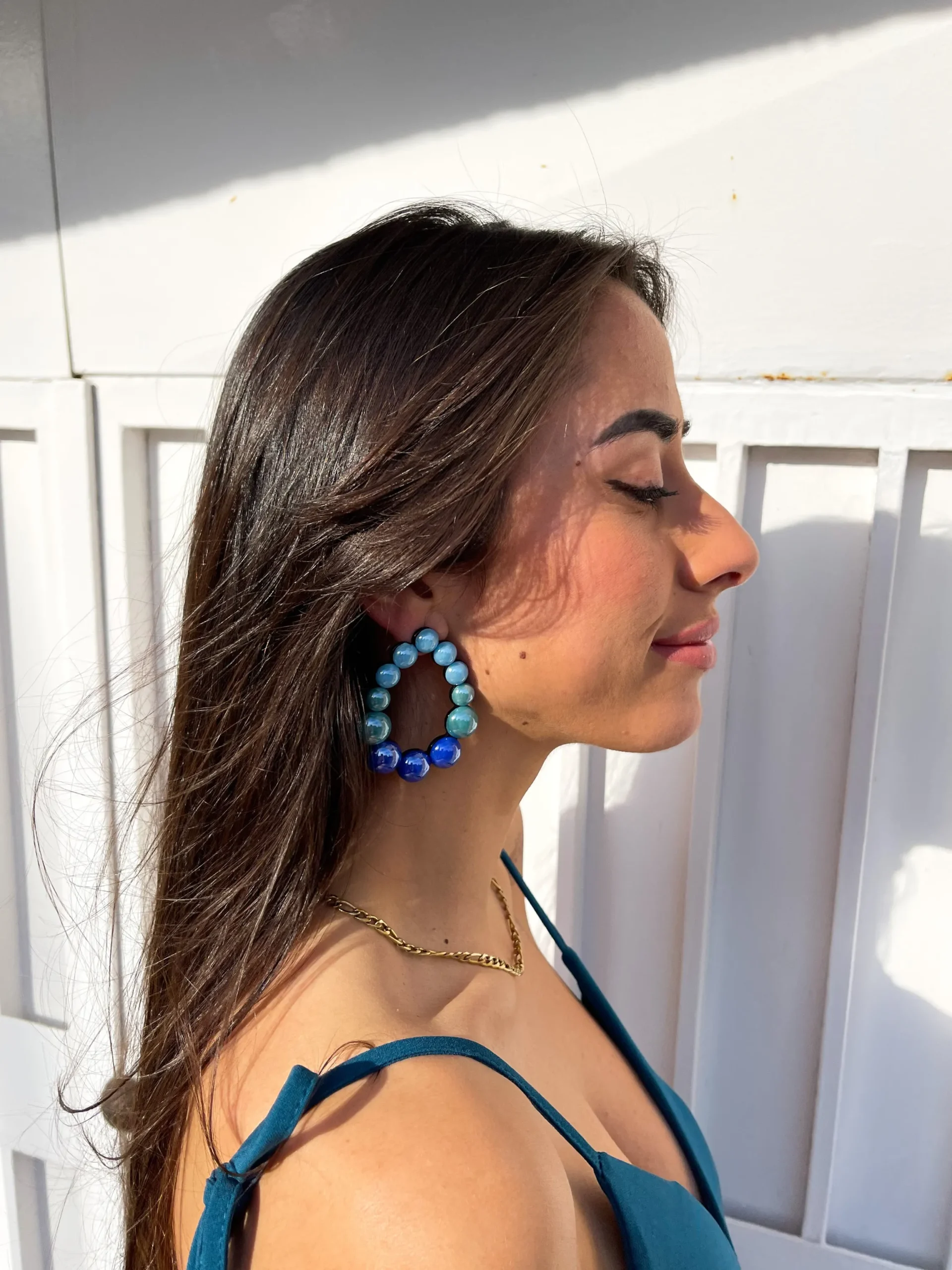 Pendientes ovalo azules