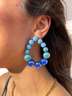 Pendientes ovalo azules