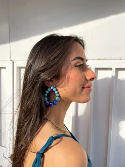 Pendientes ovalo azules