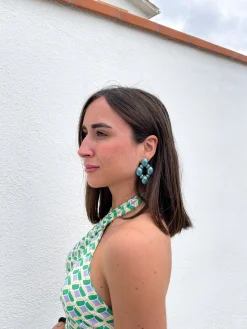 Pendientes rombo azul
