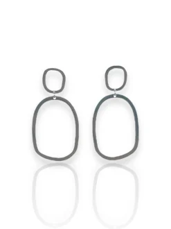 Pendientes óvalo plateado