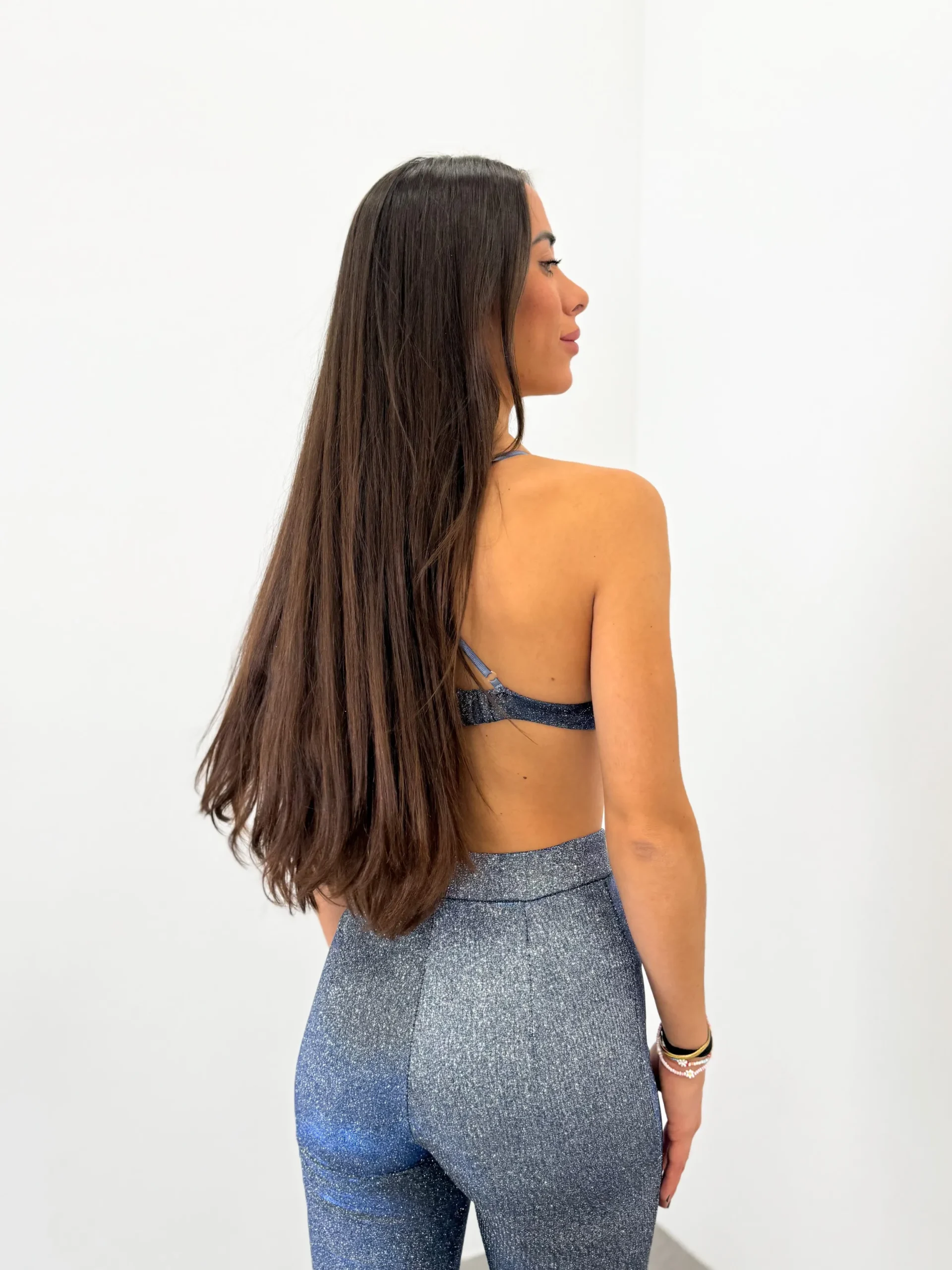 Top lurex conjunto azul