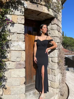 Vestido barco ajustado negro