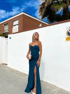 Vestido corazon ajustado petróleo