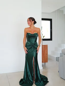 Vestido corsé bandas nudo verde