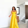 Vestido corse palabra amarillo