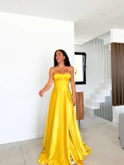Vestido corse palabra amarillo
