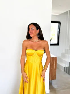 Vestido corse palabra amarillo