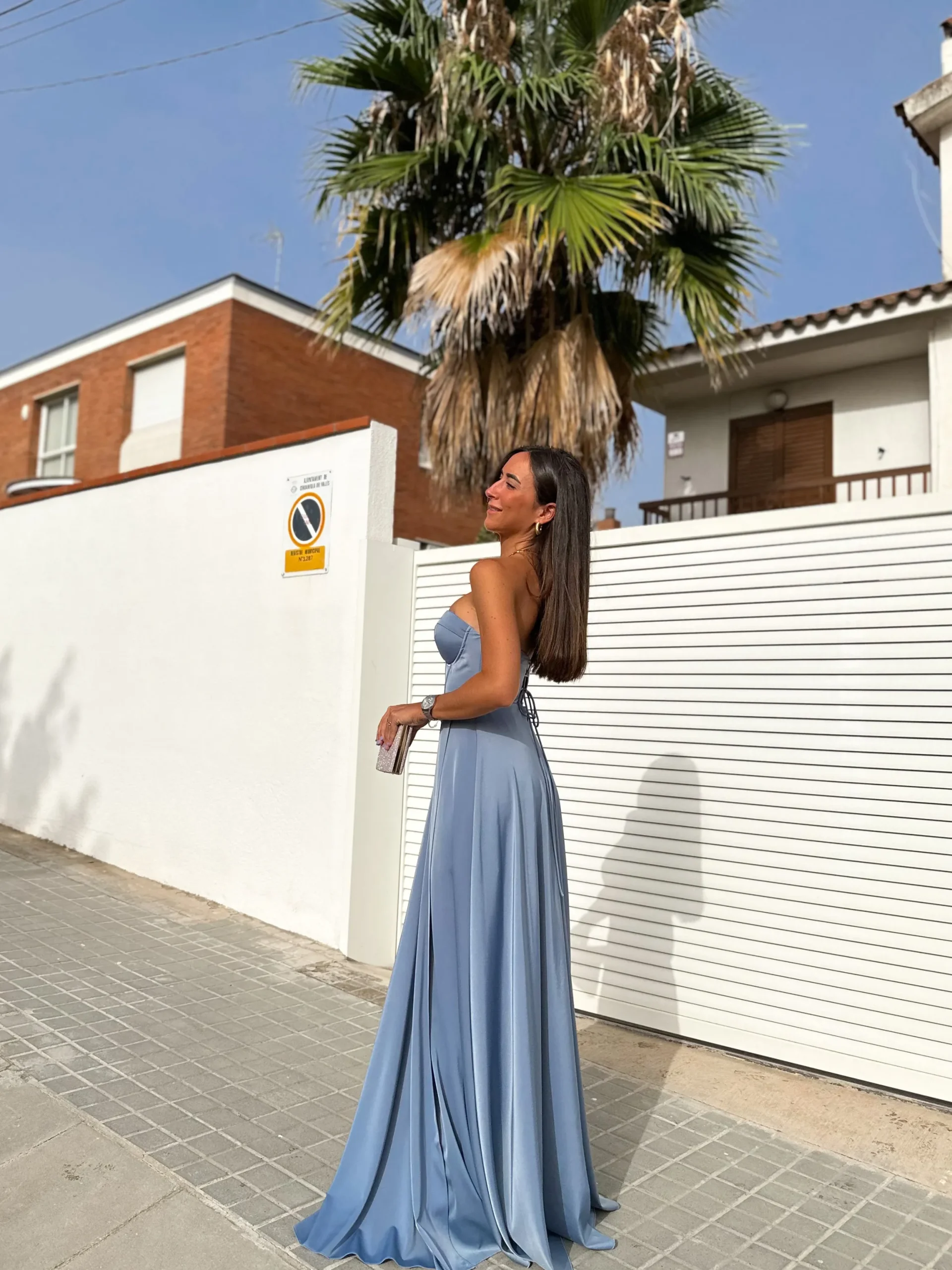 Vestido corse palabra celeste