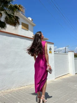Vestido escote lazo amarena