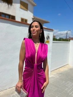 Vestido escote lazo amarena