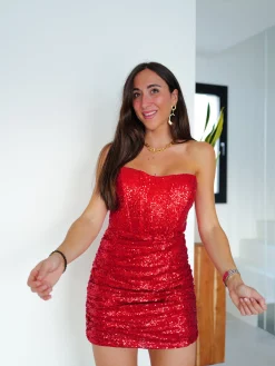 Vestido glitter ballenas rojo