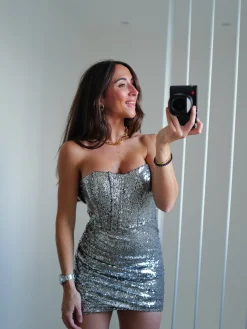 Vestido glitter ballenas plata