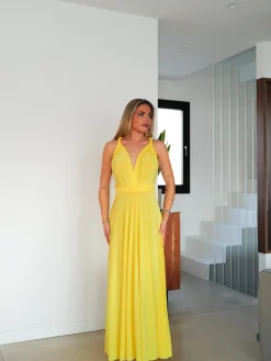 Vestido largo multi amarillo