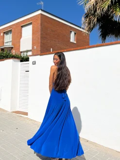 Vestido largo multi azul