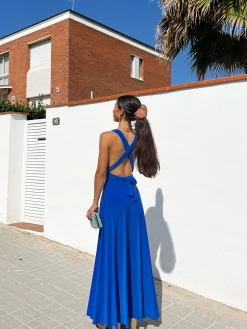 Vestido largo multi azul