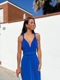 Vestido largo multi azul
