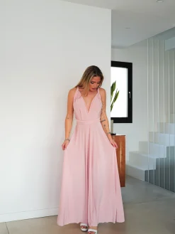 Vestido largo multi nude