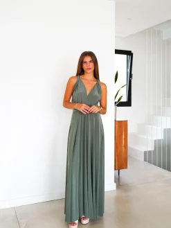 Vestido largo multi oliva